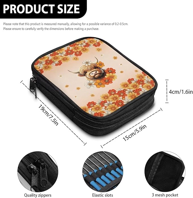 Hechitok Yak Flower Empty Crochet Hook Case Crochet Hook Organizer Case Stand Up Crochet Organizer Crochet Hook Holder for Knitting Crochet Supplies