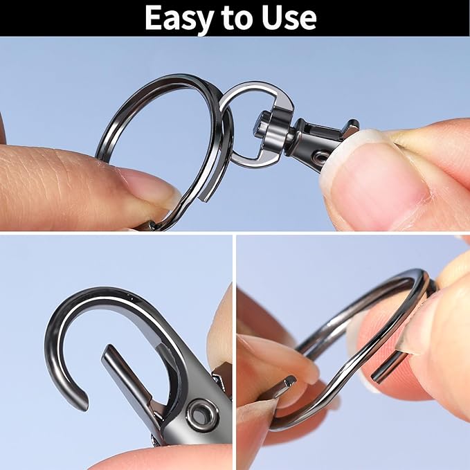 LEOBRO 60 PCS Lobster Claw Clasps and Key Rings, Keychain Clips and Key Chain Rings, Keychain Making Kit, for Key Chains, Jewelry Making, Crafts, Gray Black