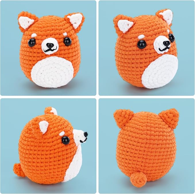 Crochet Kit for Beginners: Shiba Inu Crochet Kit, All You Need in, Include Easy Knitting Soft Yarn, Step-by-Step Video, Hook, Birthday Gift for Adults, Teens
