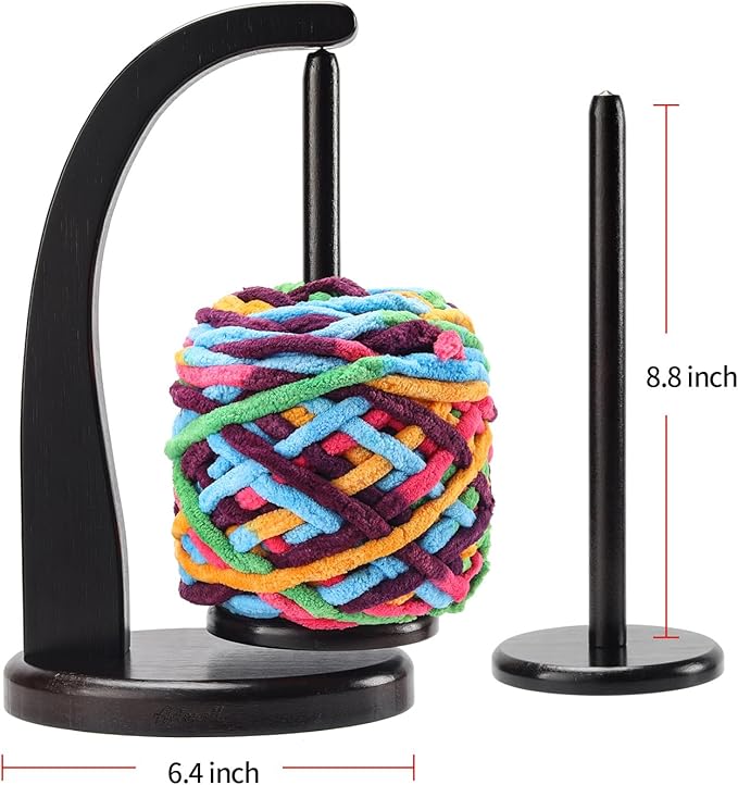 Model Magnetic Pendulum Wooden Yarn Holder for Crocheting,Yarn Storage Organizer with Yarn Spinner for Balls,Delightful Surprise Gift for Knitting Lovers by ARTOWELL (Ebony-Colored)