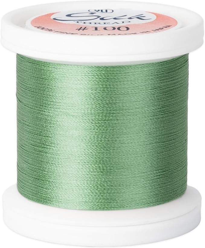 YLI Threads Silk Thread – 100 wt Fine Japanese Silk for Appliqué, EPP, and Quilting - Medium Blue Green