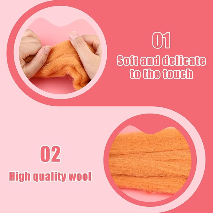 UOOU Felting Kit, 61 Pcs Felting Kits for Beginners Adult with Felting Needles, Wool Roving, Felting Pad, Instruction Manual, Needle Felting Kit for Felted Dog Needle Felting Supplies