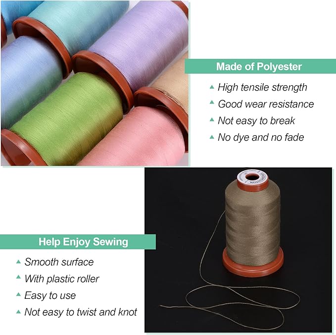 uxcell 40D/2 Sewing Thread 1100 Yards Polyester Household Sewing String Hand Stitching Polyester Cord for Clothing Stitching Shoe Bag Repairing DIY Craft Dark Brown