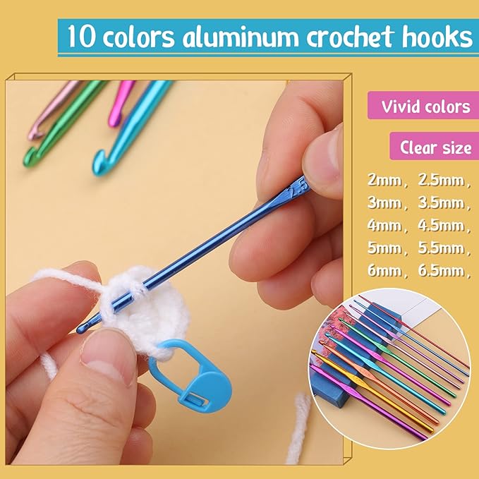 IMZAY 110 Pcs Crochet Hooks Set, 0.6mm-6.5mm Crochet Needles Set, Crochet Hooks Kit with Storage Case, Ergonomic Knitting Needles Stitch Marker Hand Craft Knitting Accessories for Beginners