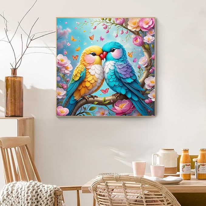 ARPADAMO Diamond Art Kits for Adults,5D Birds Diamond Painting DIY Animal Diamond Art Diamond Painting Kits for Adult,Round Full Drill Diamonds, Diamond Art Kits for Home Decor-12x12inch