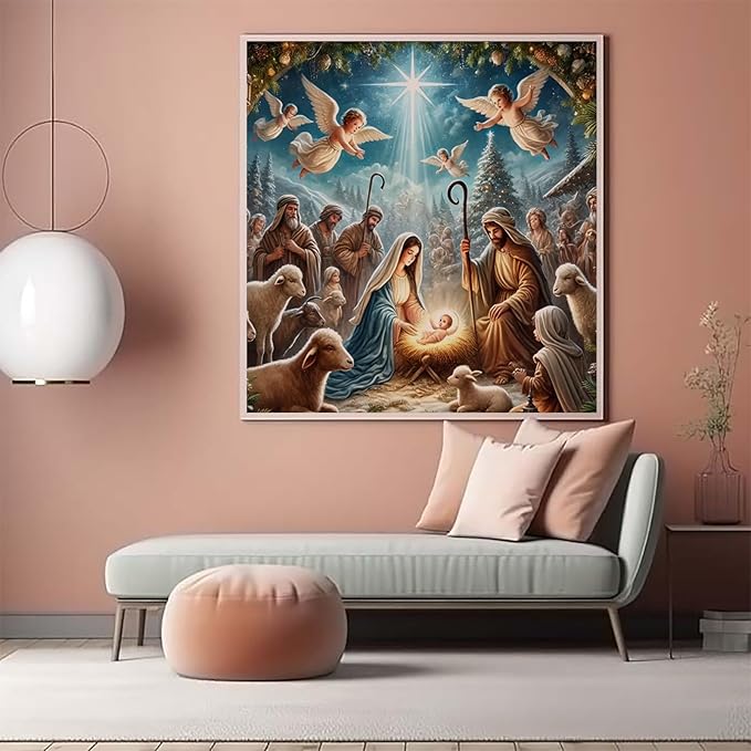 CZYWJMEI 5D Diamond Painting Kits for Adults Beginners,DIY Jesus Diamond Art Kits,Full Round Drill Diamond Dot Gem Art Kits,Home Wall Decor 13.7x13.7nch