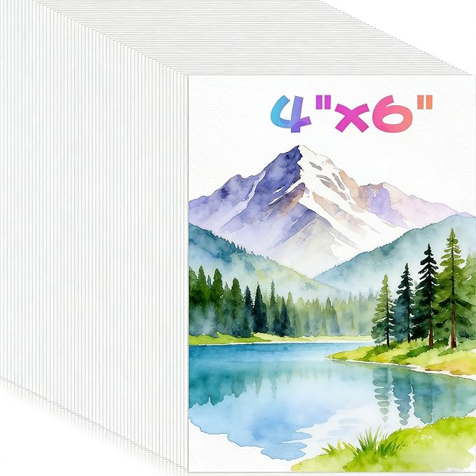 100 Sheets Watercolor Paper, 4"x6" White Water Color Paper Bulk, 140lb/300gsm Cold Press Water Color Paper for Artists Drawing Coloring Sketching Painting, Arts and Crafts Supplies for Kids Adults
