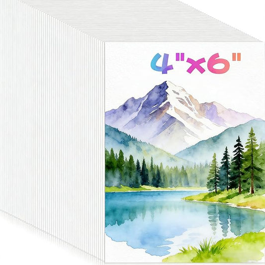 100 Sheets Watercolor Paper, 4"x6" White Water Color Paper Bulk, 140lb/300gsm Cold Press Water Color Paper for Artists Drawing Coloring Sketching Painting, Arts and Crafts Supplies for Kids Adults