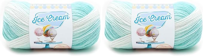 (1 Skein) Lion Brand Yarn Ice Cream Baby Yarn, Mint, 1182 Foot (Pack of 2)