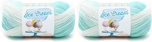 (1 Skein) Lion Brand Yarn Ice Cream Baby Yarn, Mint, 1182 Foot (Pack of 2)