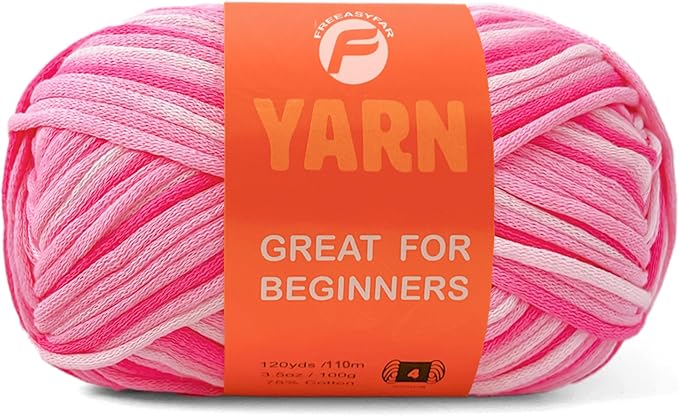 3.5Oz/120yds Beginner Easy Yarn for Crocheting and Knitting;Worsted-Weight Medium #4;Cotton Blend Yarn for Beginners Amigurumi DIY(Strawberry,1 Skein)