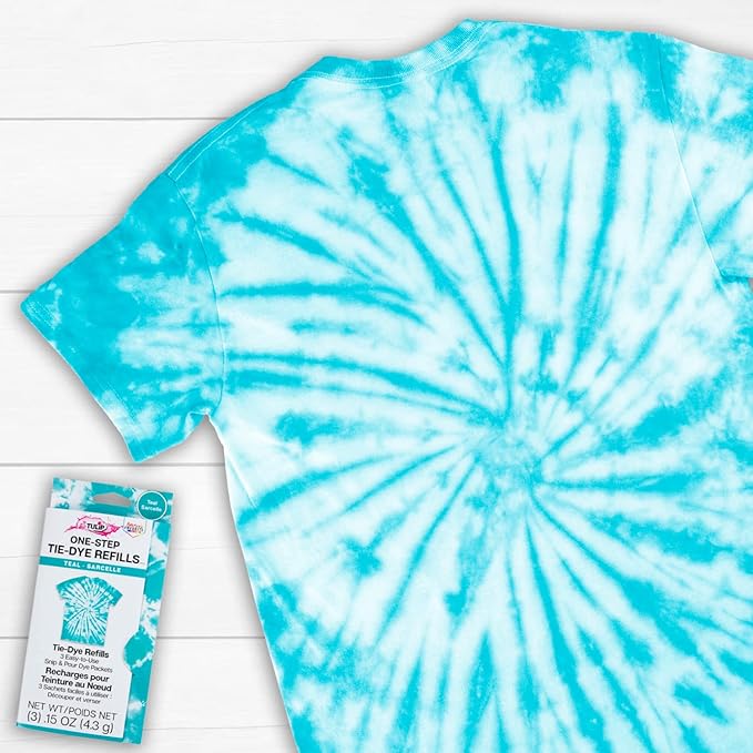 Tulip One-Step Tie-Dye Kit , 3 Fabric Dye Refill Packs, Packs, Teal