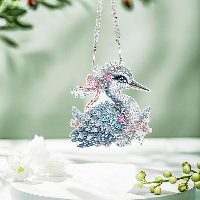 AiYuanzsh Blue Kingfisher Diamond Painting Hanging Ornament Kit, Bird DIY Crystal Gem Diamond Art Pendant, Handmade Rhinestone Suncatcher for Home, Window, Car, Christmas Tree, and Gift Decoration