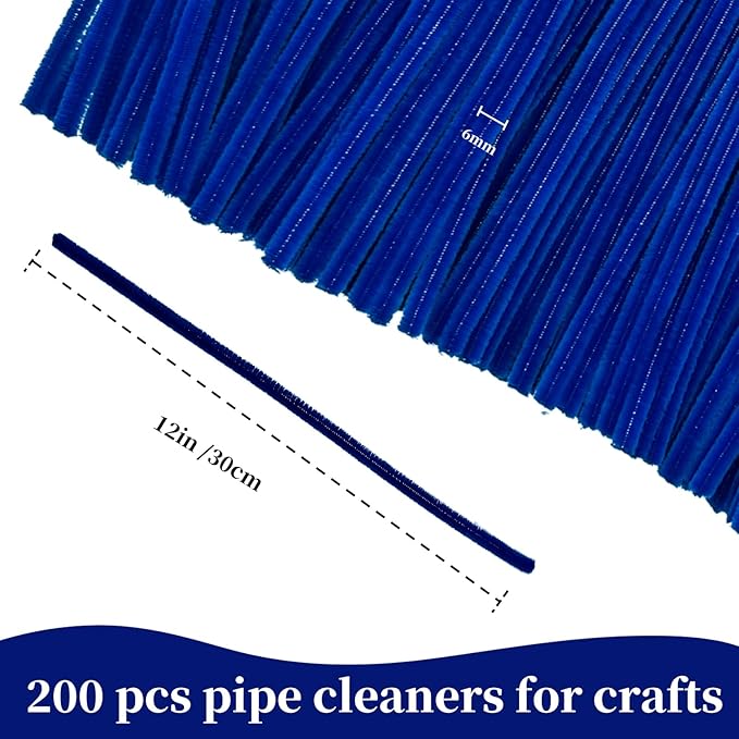 Royal Blue Pipe Cleaners Craft,Chenille Stems for DIY Art & Craft Supplies,Blue Party Decorations,Halloween/Christmas Gifts,Pipe Cleaners Blue Crafts,Royal Blue Gifts for Women,Wall Decor