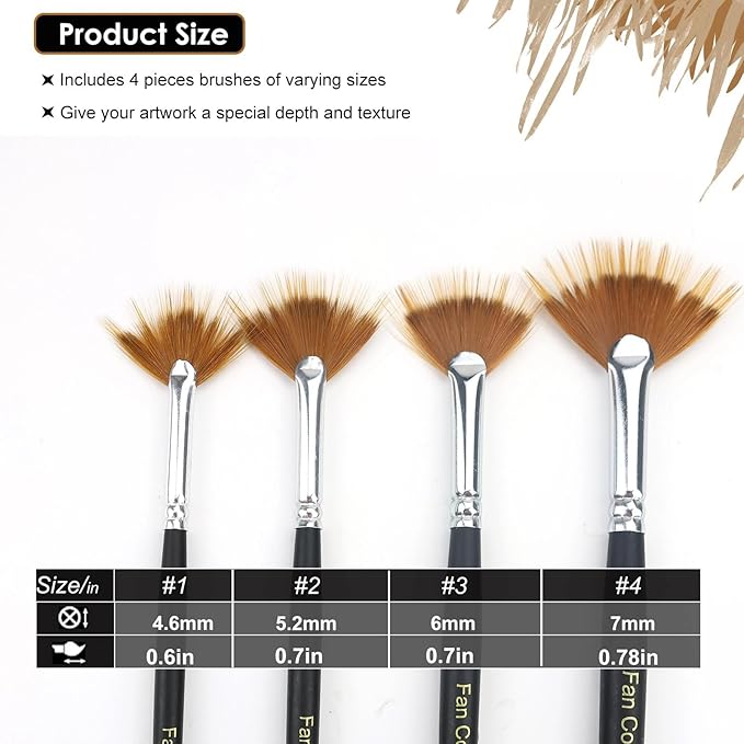 Fan Grainer Brush for Painting – 4PCS Professional Comb Brushes for Fur, Hair, Wood Grain, Grass, Feathers & Textures,Works with Watercolor Acrylic Oil for Artists & Beginners,Short Handle