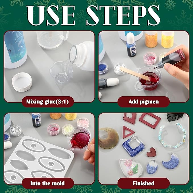 Patelai 4 Pcs Resin Earring Molds Irregular Shaped Earrings Silicone Mold for Epoxy Resin Dangle Drop Jewelry Making Kit for Women DIY Crafts Necklace Pendants Keychain(Snowflake Oval)