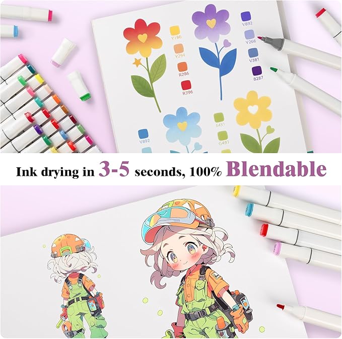 Umriox 60 Sheets Marker Paper Pad, 9"x12" Double Sided Bleedproof Art Sketchbook, 150 GSM Paper, Tape Bound Sketch Book for Alcohol Markers