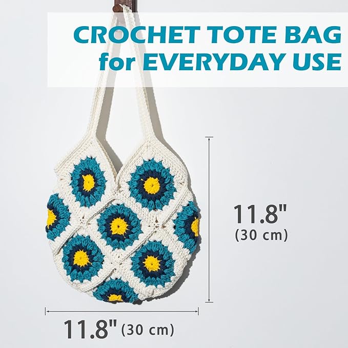 Yeezhee Crochet Kit for Advanced or Intermediate Beginners, Crochet Bag Kit with Step-by-Step Video Tutorials, Granny Square Crochet Tote Bag Set, Knitting Kit Including Yarn, Crochet Hook, Corydalis