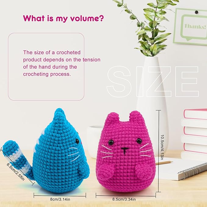 Faircosy Crochet Kit for Beginners Crocheting: Crochet Animal Kits for Kids & Adults - Learn to Knitting Cat Amigurumi Starter Kit with Detailed Tutorial Video and Instructions (40%+ Yarn Extra)