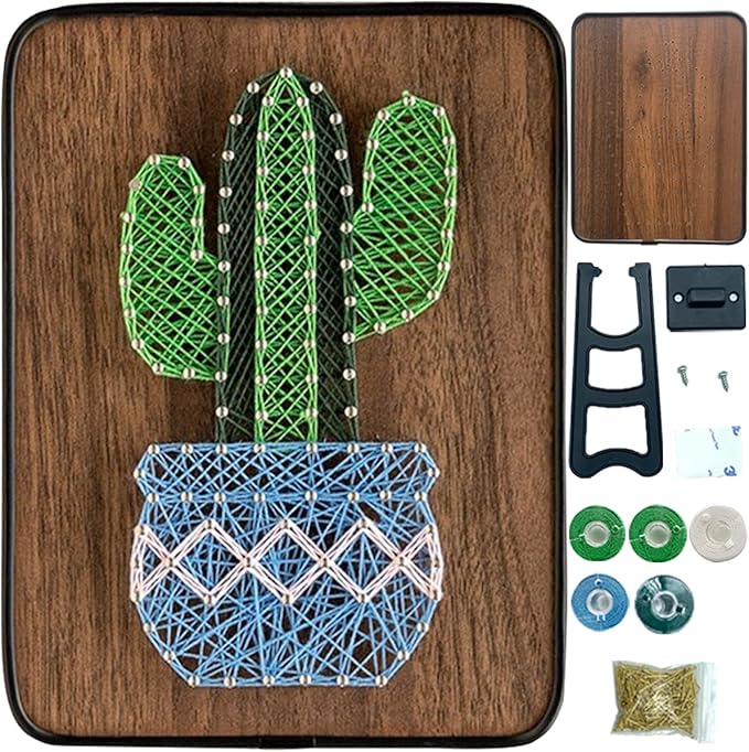 BAZIMA DIY String Art Kit for Beginner,DIY Cactus Craft Kit,Unique Gift,Craft Kit for Holidays