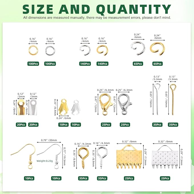 Keadic 950Pcs Jewelry Making Supplies Kit Includes Jewelry Wires, Eye Screw Pin, Jump Ring, Cord End, Lobster Clasps, Earring Hooks, Mini Jewelry Pliers for Earring Bracket Necklace Making