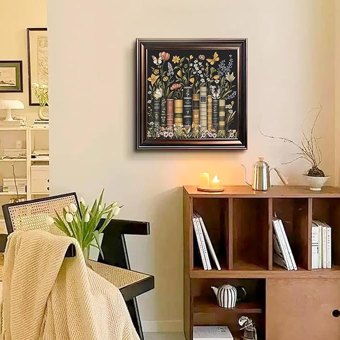 Paint by Numbers for Adult, Book Paint by Numbers Kit for Adults Beginners, DIY Book Acrylic Painting on Canvas for Home Wall Art Decor 16x16 Inch