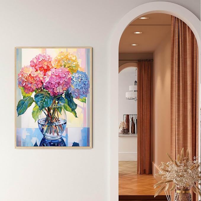 EIBEILI Diamond Painting Kits for Adults, Hydrangea in Glass 5D Diamond Art Kits for Beginner DIY Full Drill Diamond Dots Crystal Craft Kits for Home Wall Decor Gifts 11.8x15.7 inch