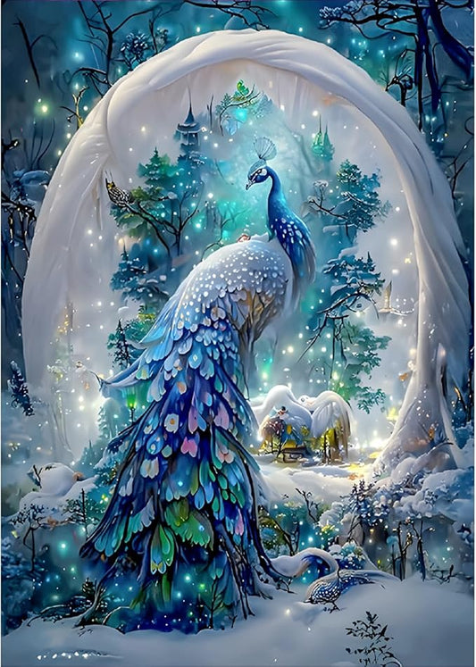 SENQAO Peacock Diamond Painting Kits for Adults, Peacock Diamond Painting DIY 5D Full Drill Diamond Art Kit for Adults Beginner, Diamond Dots Painting Craft for Home Wall Decor 12x16 Inch