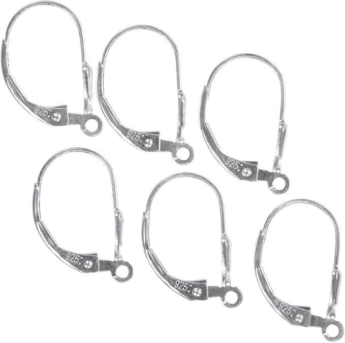 ugems 3-pairs sterling silver teardrop leverback earring findings