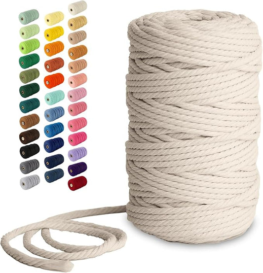 Nook Theory Macrame Cord - 5mm 109 Yards Cotton Rope, 3mm 4mm Yarn, String for Crafts, Perfect for Macrame Wall Hanging and Boho Decorations (Milk Cream)