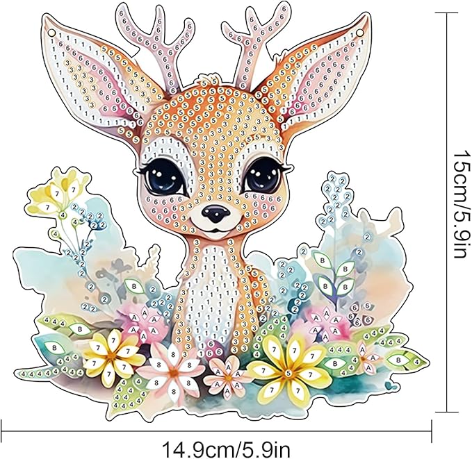 Animal Sika Deer Diamond Art Painting Hanging Pendant Kit DIY Diamond Painting Hanging Sign Crystal Diamond Art Kit for Home Wall Decorations Mosaic Crafts Garden Adults