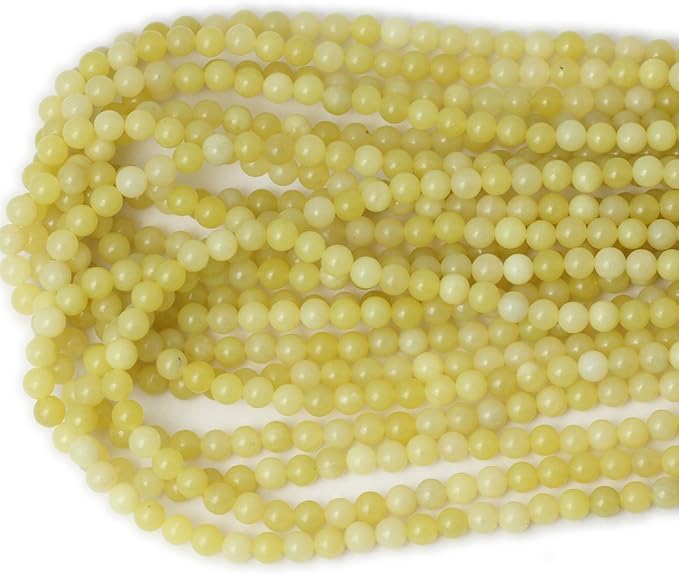 cheavian 60pcs 6mm natural yellow lemon jade gemstone round loose beads for jewelry making diy findings 1 strand 15"