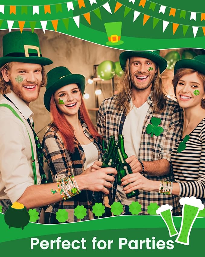 Goldwise St. Patrick's Day Bracelet Making Kits, Green Craft Jewelry Craft Kit, St. Patrick's Day Beads, Charms, Letter Beads, DIY Party Parade