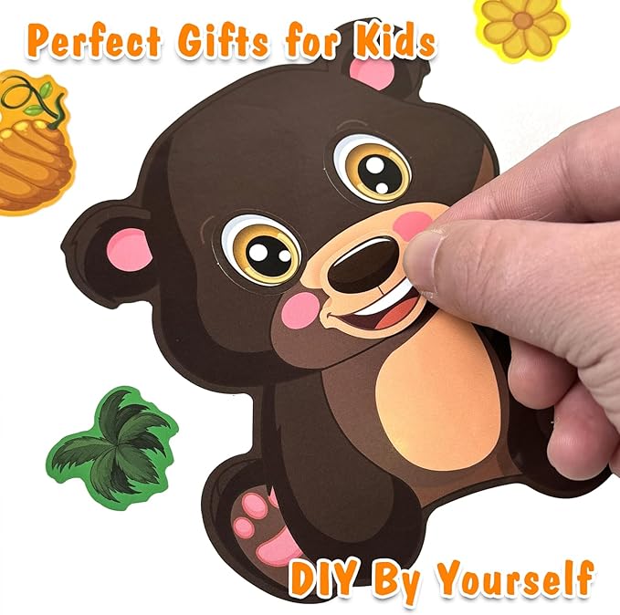 aowplc 48 sheets make-a-face animal stickers mix and match for kids party favors supplies activities crafts