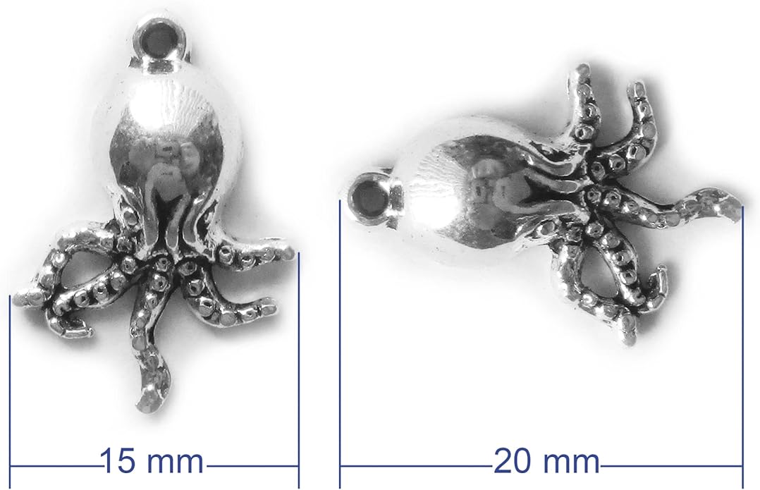 Heather's cf Silver Sea Charms – Antique Pendants, Non-Tarnish, Lead-Free & Nickel-Free, Bulk Ocean Animal Charms for DIY Jewelry, Bracelets, Necklaces, Earrings, Beach Craft Supplies (Sea Animals)