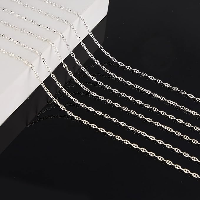 KYUNHOO 16.4 Feet Silver Plated Chains for Jewelry Making Thin Anchor Link on Spool Small Chain for Crafts DIY with Jump Rings Lobster Clasps