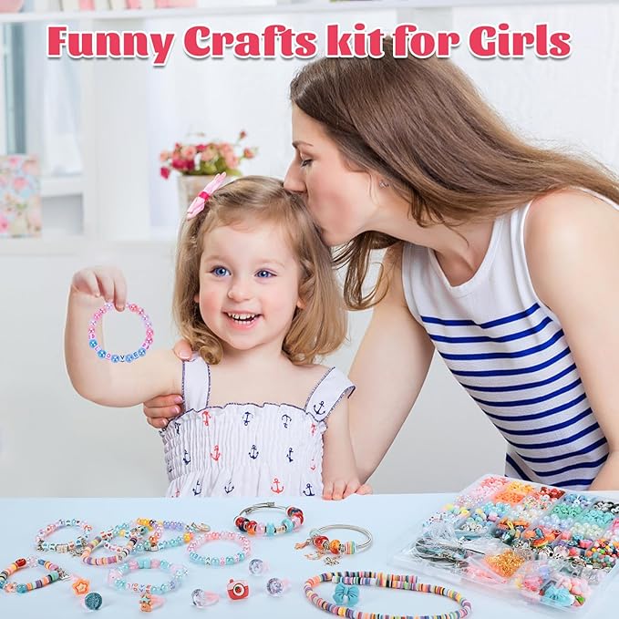 AIPRIDY 3200 Pcs Girls Toys Bracelet Making Kit, Unicorn/Mermaid Clay Beads Jewelry Activity Kit, DIY Crafts Birthday Christmas Gifts for Girls Ages 5 6 7 8 9 10 11 12 Years Old (Sapphire Blue)