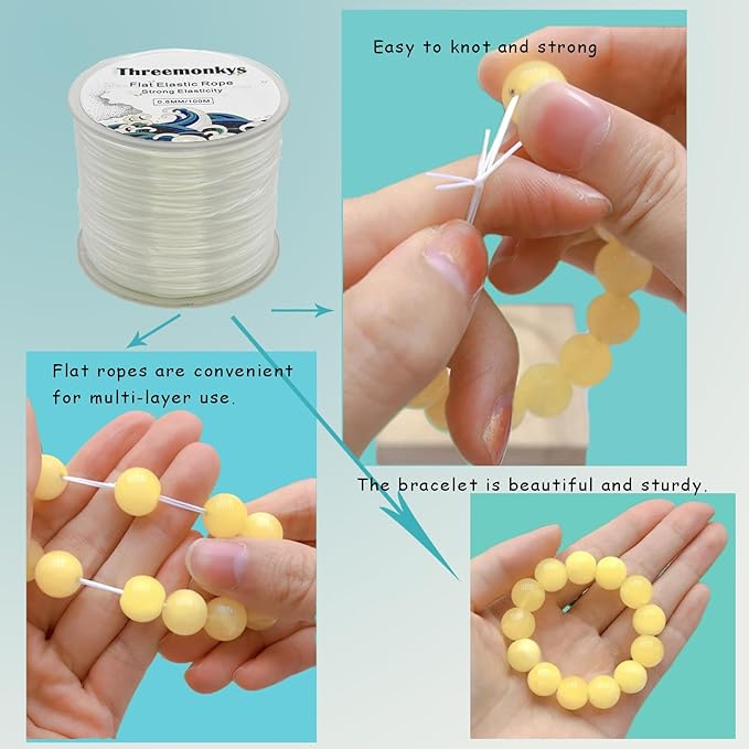 Flat Elastic Line 0.8 mm Elastic Bracelet Rope Bead Rope for String Jewelry Production and Bracelet Production (100 m)