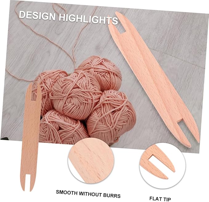 EXCEART DIY Weaving Loom Craft Kit - Includes 4Pcs Wooden Shuttle Sticks and Knitting Needles - Hand Loom Sticks for Scarf - Sweater - Tapestry - Cross Stitch Kits - Knitting Accessories -
