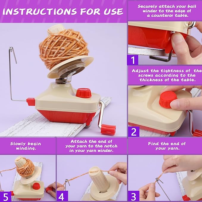 BUTUZE Yarn Ball Winder, Yarn Winder for Crocheting, Stitch Markers Knitting Kit, Pom Pom Maker, Convenient Ball Winder Hand Operated for Yarn, with Easy Installation for Yarn Storage