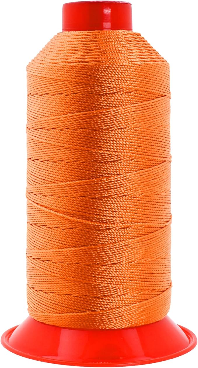 Mandala Crafts Size 346 210D T350 Bonded Nylon Thread - Orange 415 YDs Tex 350 Heavy Duty Sewing Threads for Leather, Jeans, Weaving, Outdoor Marine Upholstery