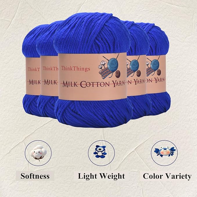 Acrylic Yarn for Crocheting Hand Knitting Crochet Yarn Blue Cotton Yarn Knitting Threads 10Balls Pack 17.6Ounces,Blue Yarn for Crocheting