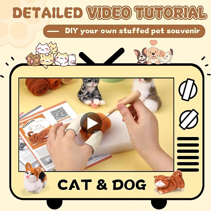 Mayboos 12 Pcs Needle Felting Kit, Animal Needle Felting Beginner Kits Wool Felt Needle Felting Tools with Instruction for DIY Craft Animal Home Decoration