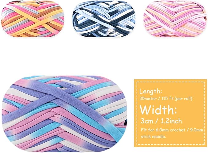 iSuperb 4 Pack Knitting Yarn Colorful Cloth T-Shirt Yarn Fabric Crochet Cloth for DIY Knitted Art Basket Bag - 400g