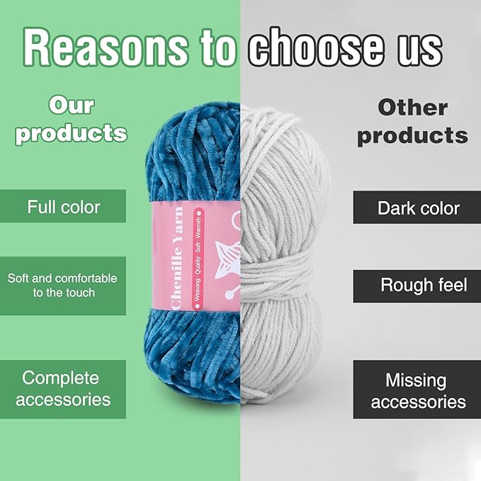 LUNARM Chenille Velvet Yarn for Crocheting Knitting with Big Eye Needles, Handcrafts Weaving Soft Chenille Yarn for Making Blankets Clothes Pattern Knitting-3 * 3.35oz,3 * 162yds (Peacock Blue)