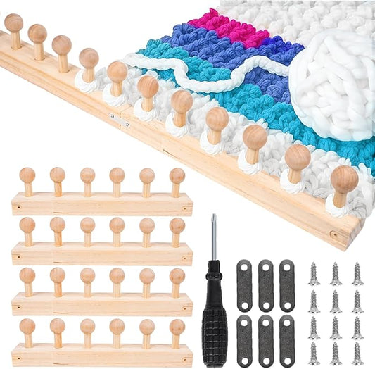 40" Chunky Blanket Loom for Beginners – Wooden Round Chunky Knitting Loom with Anti-Slip Pegs, Pine Wood DIY Weaving Kit for Stress Relief, Parent-Child Craft, Gift Making & Elderly Hand training