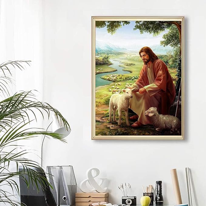 mrpwnle Diamond Painting Kits for Adults-Jesus Diamond Art Kits for Adults Beginners, 5D Diamond Painting Jesus, DIY Full Drill Christ Diamond Painting Gem Art Crafts Kit Home Decor 12x16in
