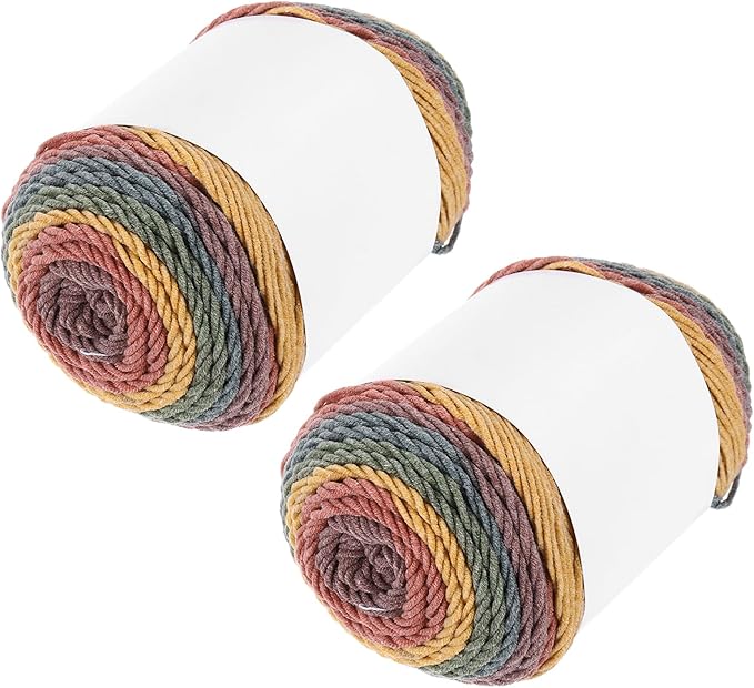 MECCANIXITY Cotton Acrylic Yarn for Crocheting, 422 Yard 5 Ply Soft Gradient Yarn Acrylic 45% Cotton 55% Used for DIY Knitting Blankets Scarves(2 Packx100g,Yellow,Green,Red,Purple,Blue)
