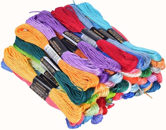 OBTANIM 200 Skeins Rainbow Color Embroidery Floss Cross Stitch Threads Bracelet String Yarn Crafts Floss with Needles for Bracelet Making, Hand Sewing Crafts