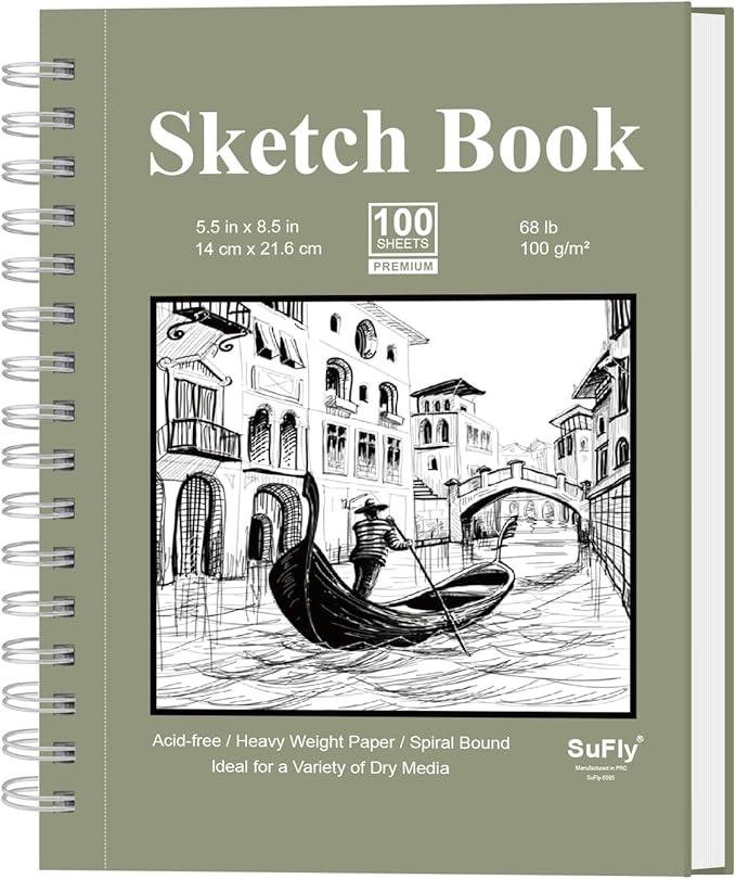 sketch book for kids, small sketchbook, sketch book 5.5 x 8.5, pack of 1 (68lb/100gsm), 100 sheets artist sketch pad, acid free drawing paper, art paper for drawing and painting & adults.